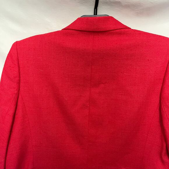 Vintage Hillary Charles 100% Silk Womens Blazer Jacket Red One Button Tweed USA - Picture 6 of 12